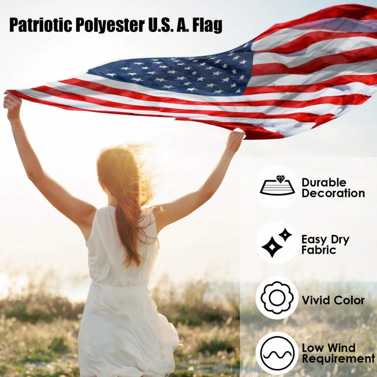 Tangkula 3 x5 ft American Flag, Patriotic US Flag Decorations with Double Stitching