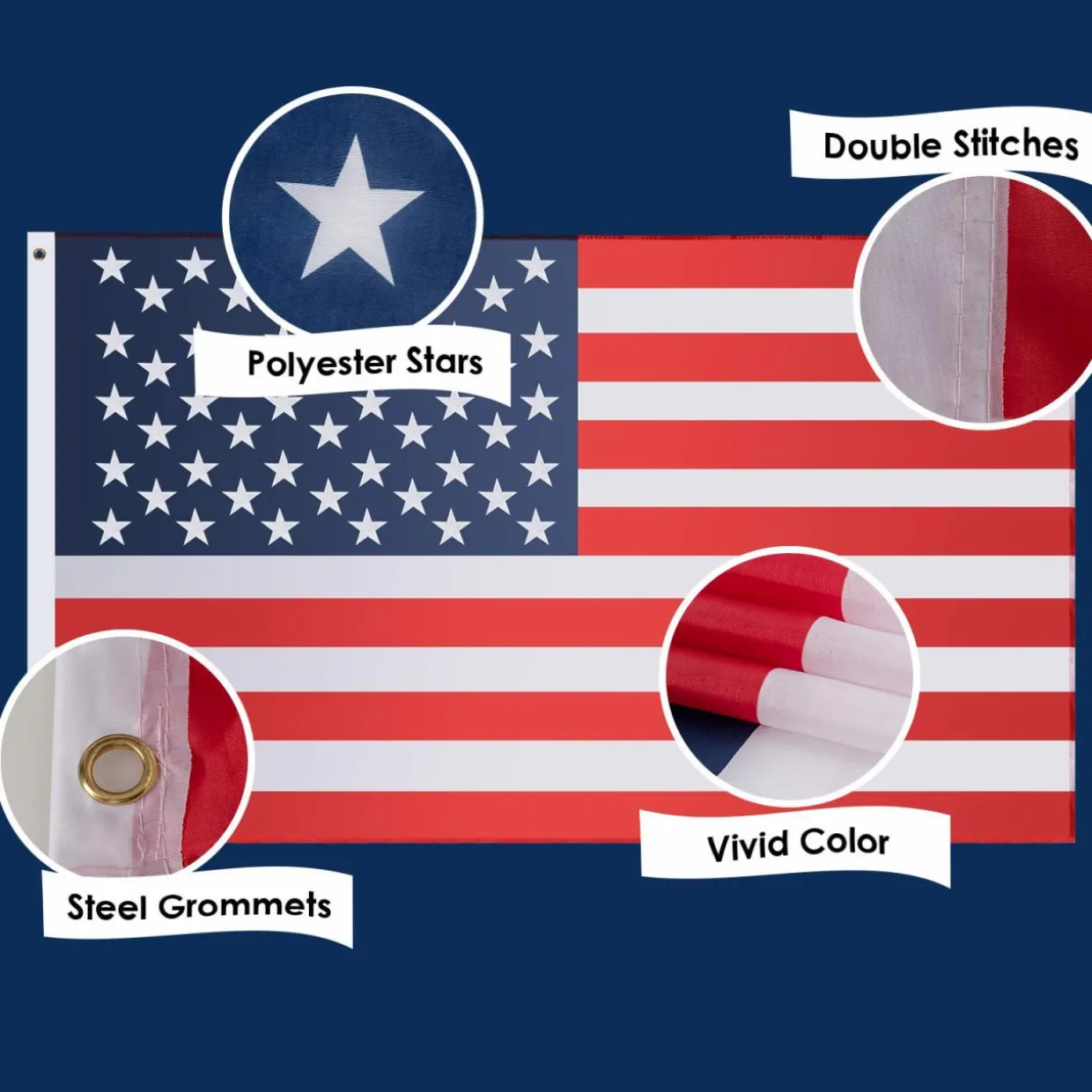 Tangkula 3 x5 ft American Flag, Patriotic US Flag Decorations with Double Stitching