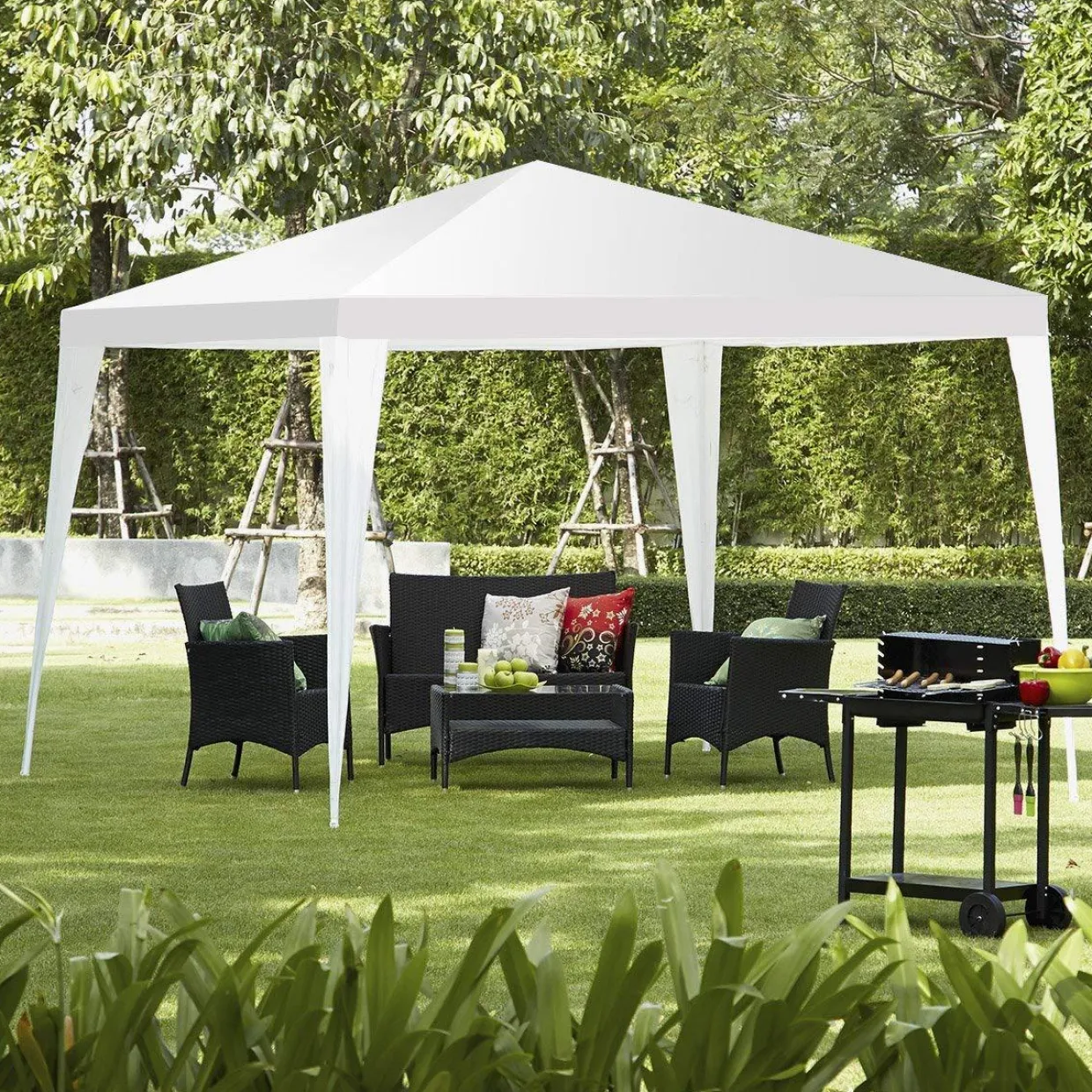 Tangkula 10 x 10Ft Outdoor Canopy Tent, Portable Wedding Party Tent, Outside Event Tents for Party, Patio Parties Tent for Backyard