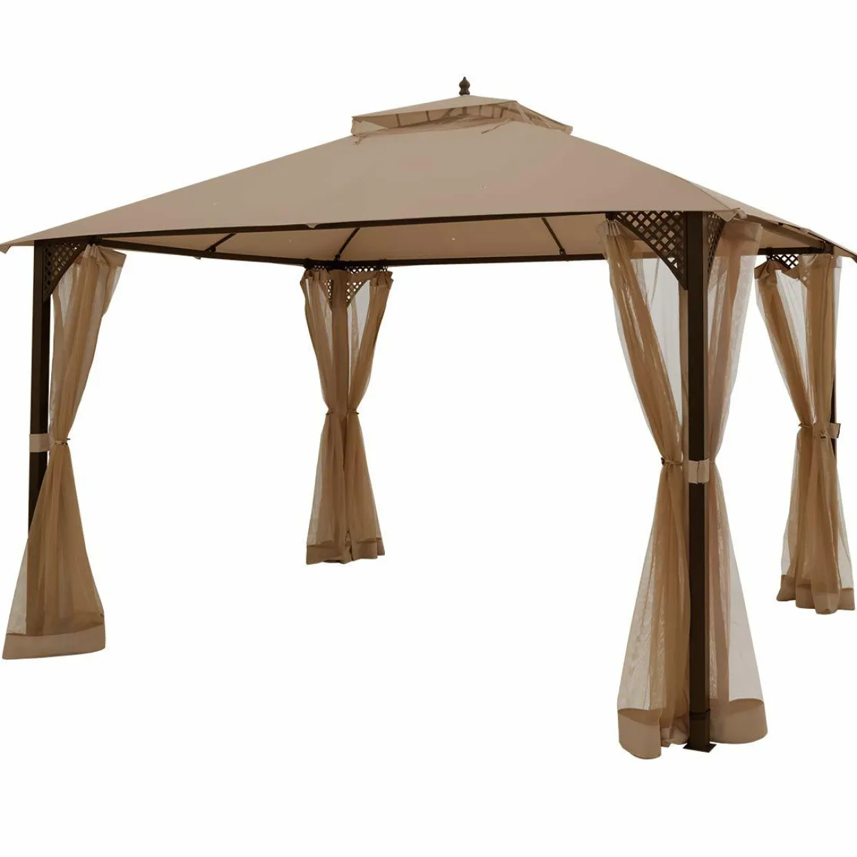 Tangkula 12 X 10FT Patio Gazebo, Air-Ventilated Canopy Party Tent w/Dual-Tiered Top for Backyard Garden Lawn