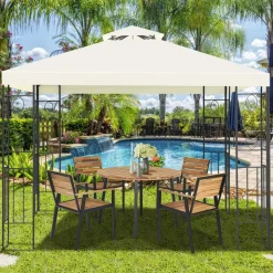 Tangkula 10 x 10FT 2-Tier Patio Gazebo, Powder Coated Steel Structure, Sun Shading Gazebo Canopy Shelter