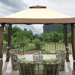Tangkula 13 x13Ft Pop-Up Gazebo, Outdoor Canopy Shelter Tent w/ 2-Tier Roof