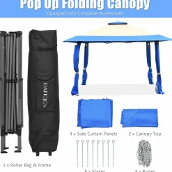 Tangkula 13 x13Ft Pop-Up Gazebo, Outdoor Canopy Shelter Tent w/ 2-Tier Roof