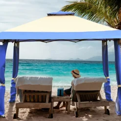 Tangkula 13 x13Ft Pop-Up Gazebo, Outdoor Canopy Shelter Tent w/ 2-Tier Roof