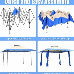 Tangkula 13 x13Ft Pop-Up Gazebo, Outdoor Canopy Shelter Tent w/ 2-Tier Roof