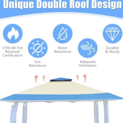 Tangkula 13 x13Ft Pop-Up Gazebo, Outdoor Canopy Shelter Tent w/ 2-Tier Roof