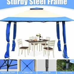 Tangkula 13 x13Ft Pop-Up Gazebo, Outdoor Canopy Shelter Tent w/ 2-Tier Roof