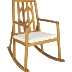 Tangkula Acacia Wood Patio Rocking Chair, Outdoor Porch Rocker