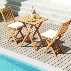 Tangkula Acacia Wood Patio Bistro Set 3