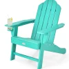 Tangkula Adirondack Chair Outdoor, Fade Resistant HDPE Armchairs with Cup Holder