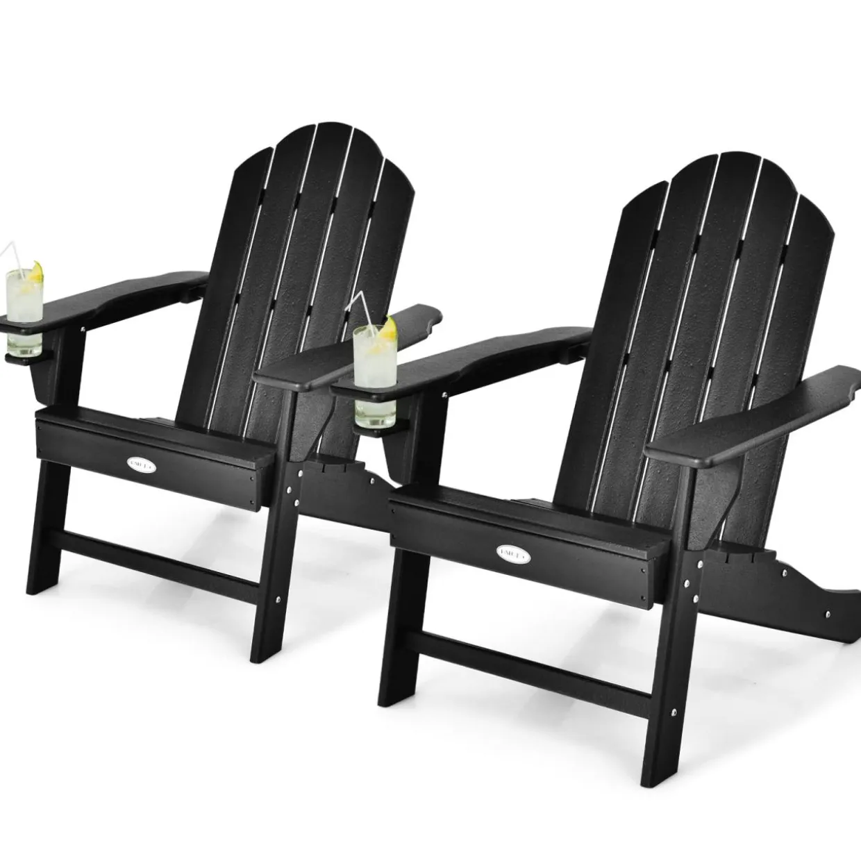 Tangkula Adirondack Chair Outdoor, Fade Resistant HDPE Armchairs with Cup Holder