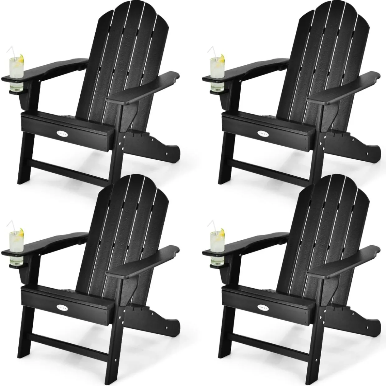 Tangkula Adirondack Chair Outdoor, Fade Resistant HDPE Armchairs with Cup Holder