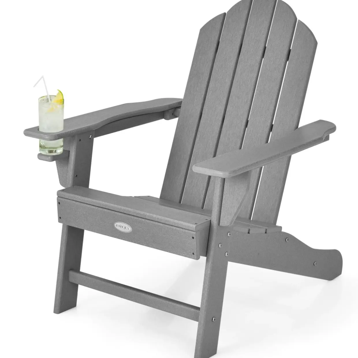 Tangkula Adirondack Chair Outdoor, Fade Resistant HDPE Armchairs with Cup Holder