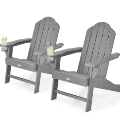 Tangkula Adirondack Chair Outdoor, Fade Resistant HDPE Armchairs with Cup Holder