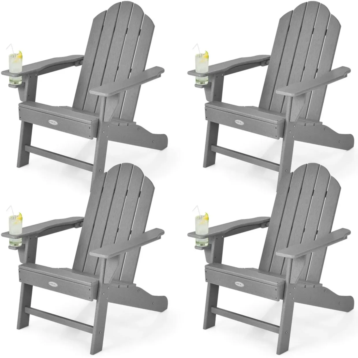 Tangkula Adirondack Chair Outdoor, Fade Resistant HDPE Armchairs with Cup Holder