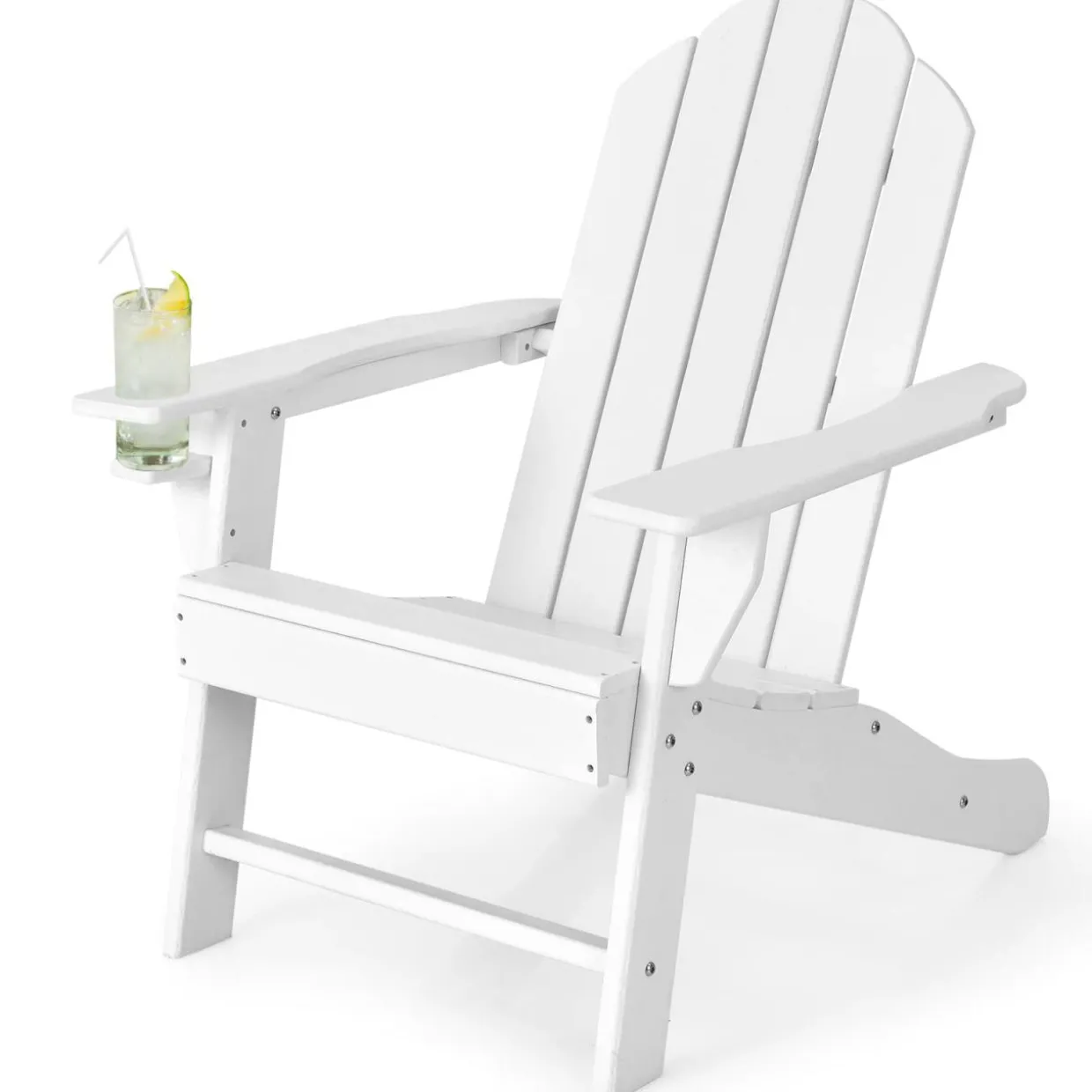 Tangkula Adirondack Chair Outdoor, Fade Resistant HDPE Armchairs with Cup Holder