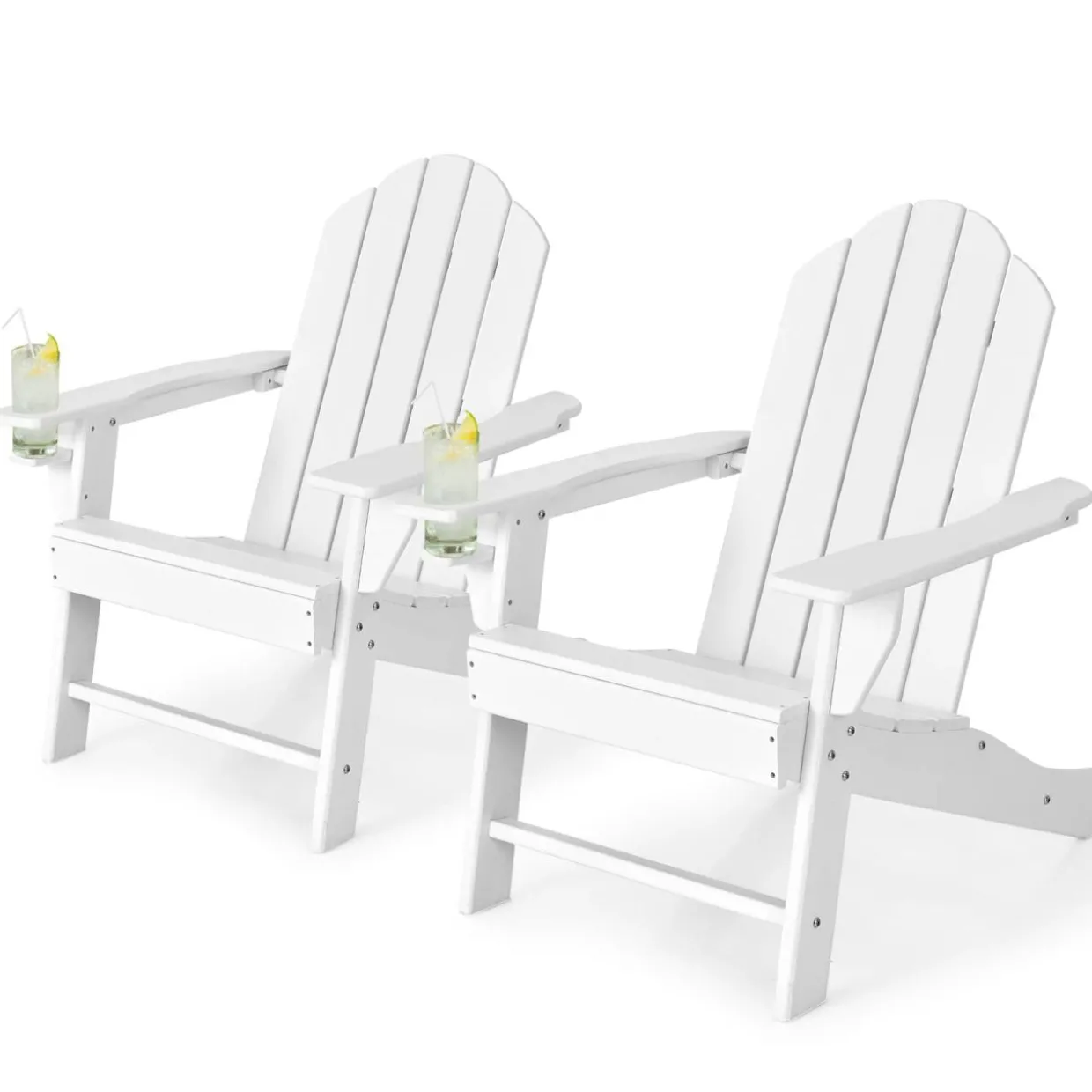 Tangkula Adirondack Chair Outdoor, Fade Resistant HDPE Armchairs with Cup Holder