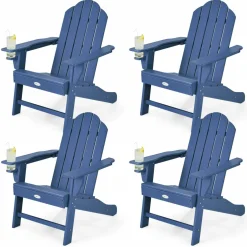 Tangkula Adirondack Chair Outdoor, Fade Resistant HDPE Armchairs with Cup Holder
