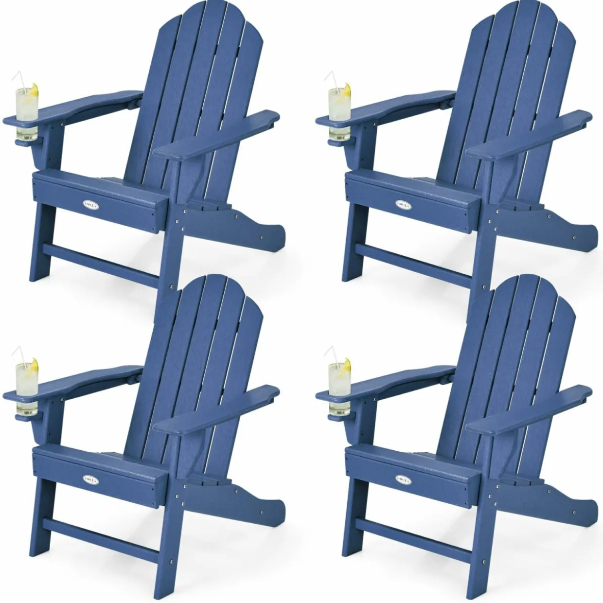 Tangkula Adirondack Chair Outdoor, Fade Resistant HDPE Armchairs with Cup Holder