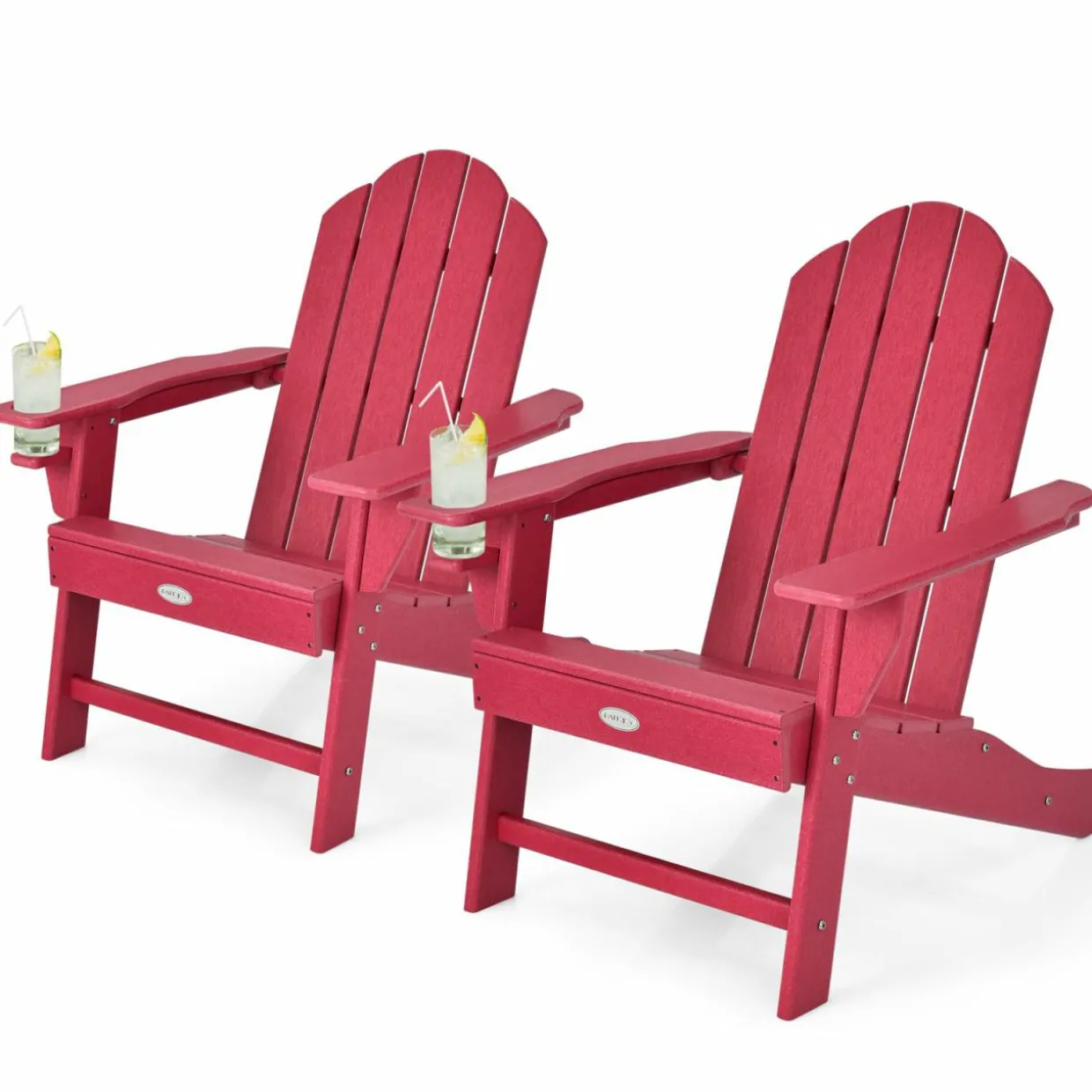 Tangkula Adirondack Chair Outdoor, Fade Resistant HDPE Armchairs with Cup Holder