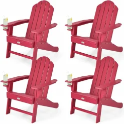 Tangkula Adirondack Chair Outdoor, Fade Resistant HDPE Armchairs with Cup Holder