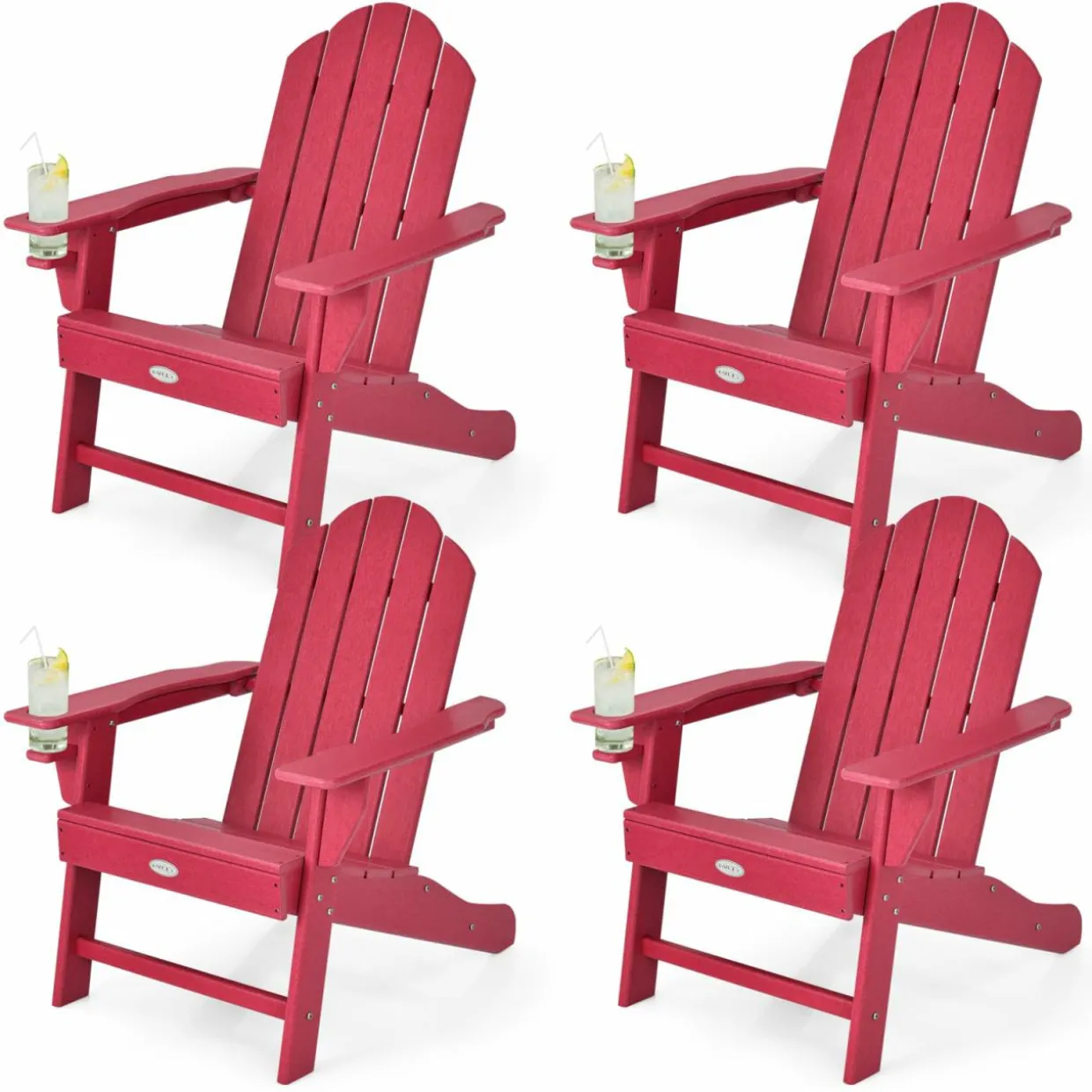 Tangkula Adirondack Chair Outdoor, Fade Resistant HDPE Armchairs with Cup Holder