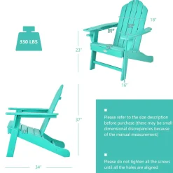 Tangkula Adirondack Chair Outdoor, Fade Resistant HDPE Armchairs with Cup Holder