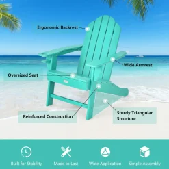 Tangkula Adirondack Chair Outdoor, Fade Resistant HDPE Armchairs with Cup Holder