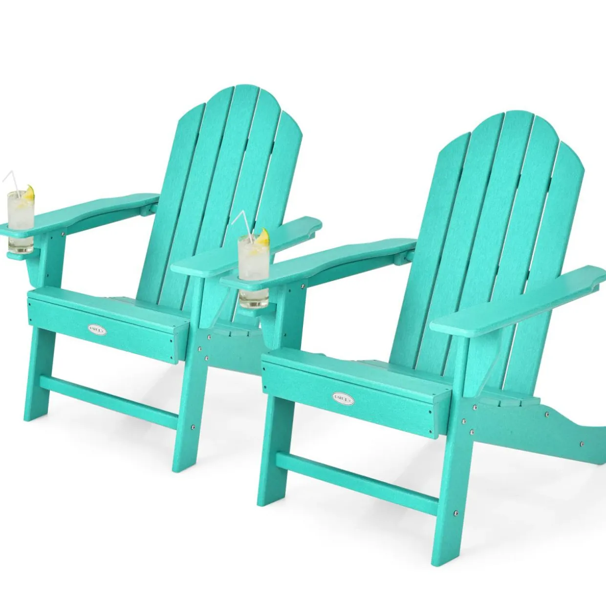 Tangkula Adirondack Chair Outdoor, Fade Resistant HDPE Armchairs with Cup Holder