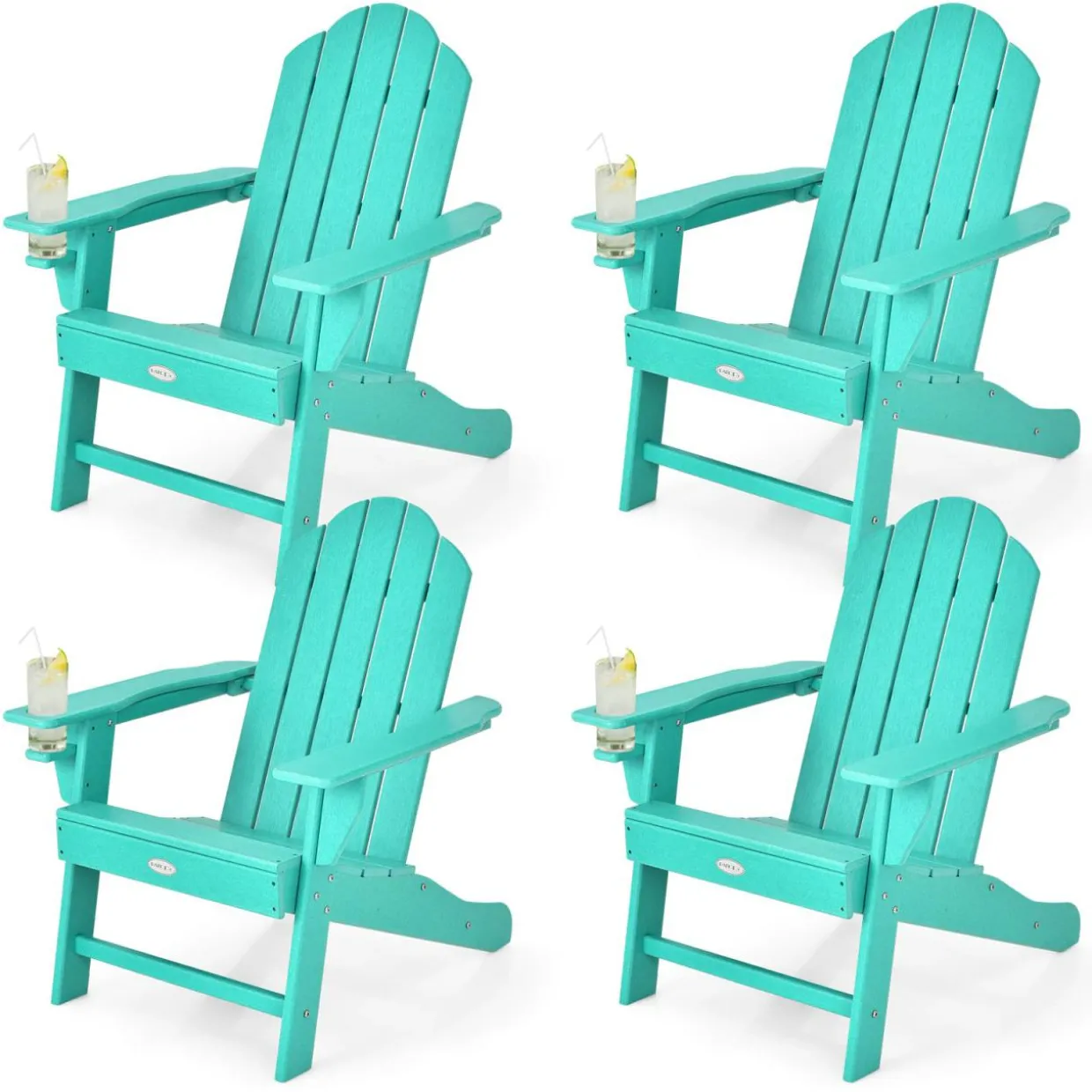 Tangkula Adirondack Chair Outdoor, Fade Resistant HDPE Armchairs with Cup Holder