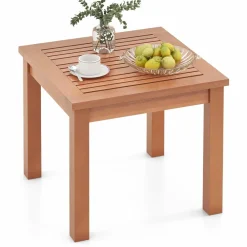 Tangkula Adirondack Outdoor Side Table, 18" Small Square Patio End Table with Slatted Tabletop