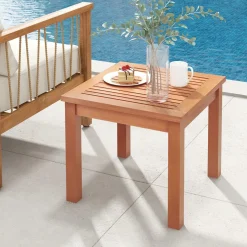 Tangkula Adirondack Outdoor Side Table, 18" Small Square Patio End Table with Slatted Tabletop