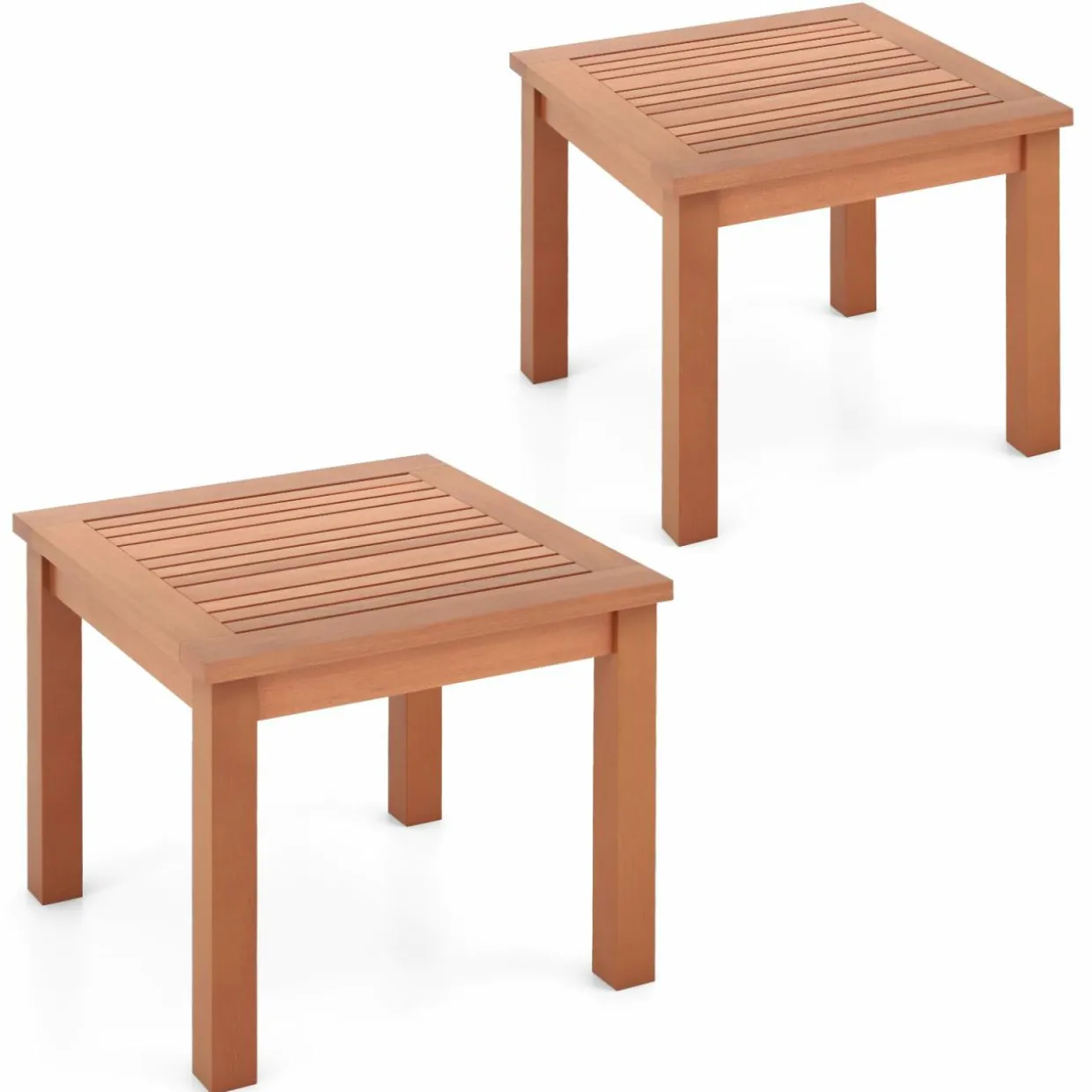 Tangkula Adirondack Outdoor Side Table, 18" Small Square Patio End Table with Slatted Tabletop