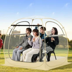 Tangkula All Weather Sports Tent for 5-6 People, Pop Up Instant Tent with Waterproof Tarp Floor