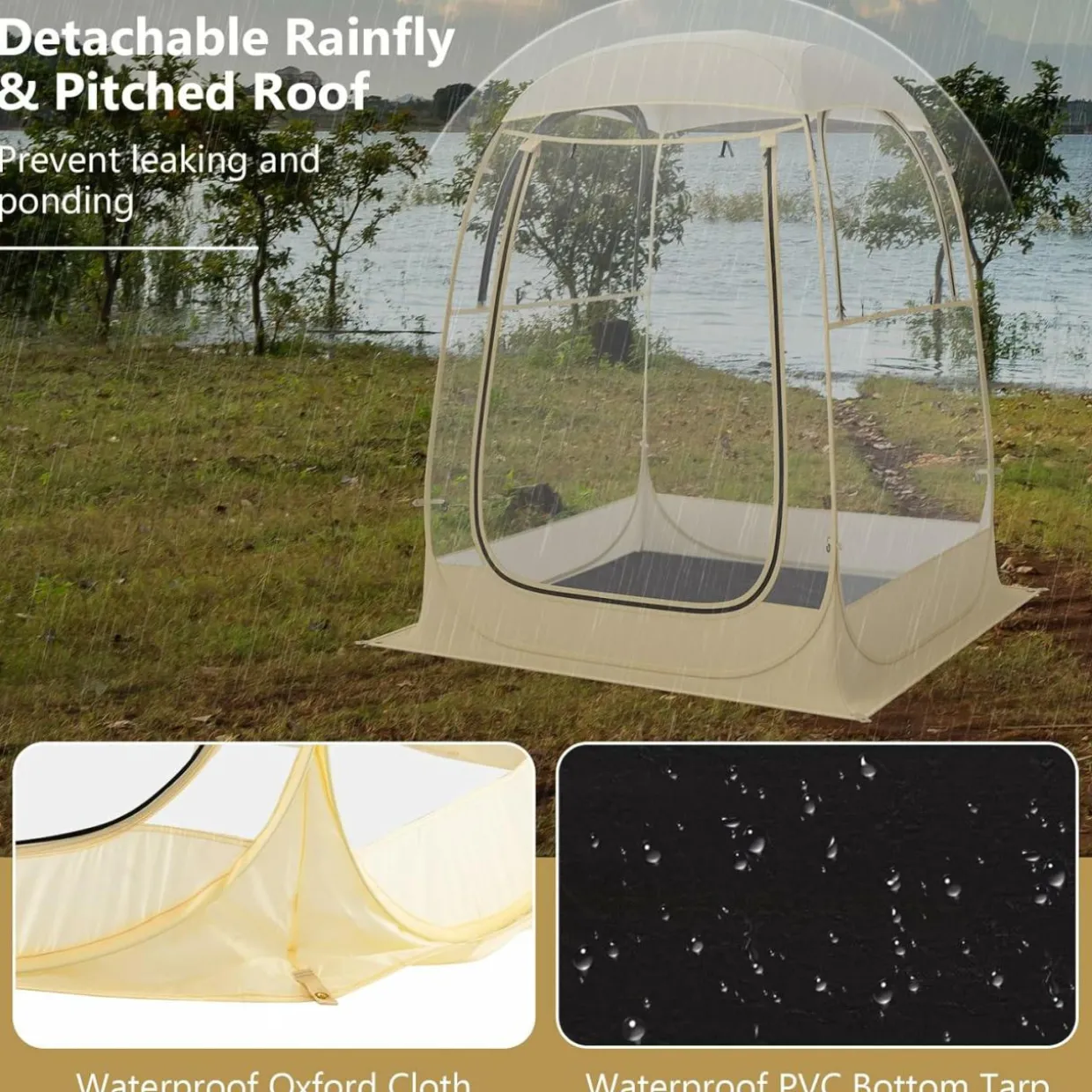 Tangkula All Weather Sports Tent for 1-2 People, Pop Up Instant Tent with Waterproof Tarp Floor