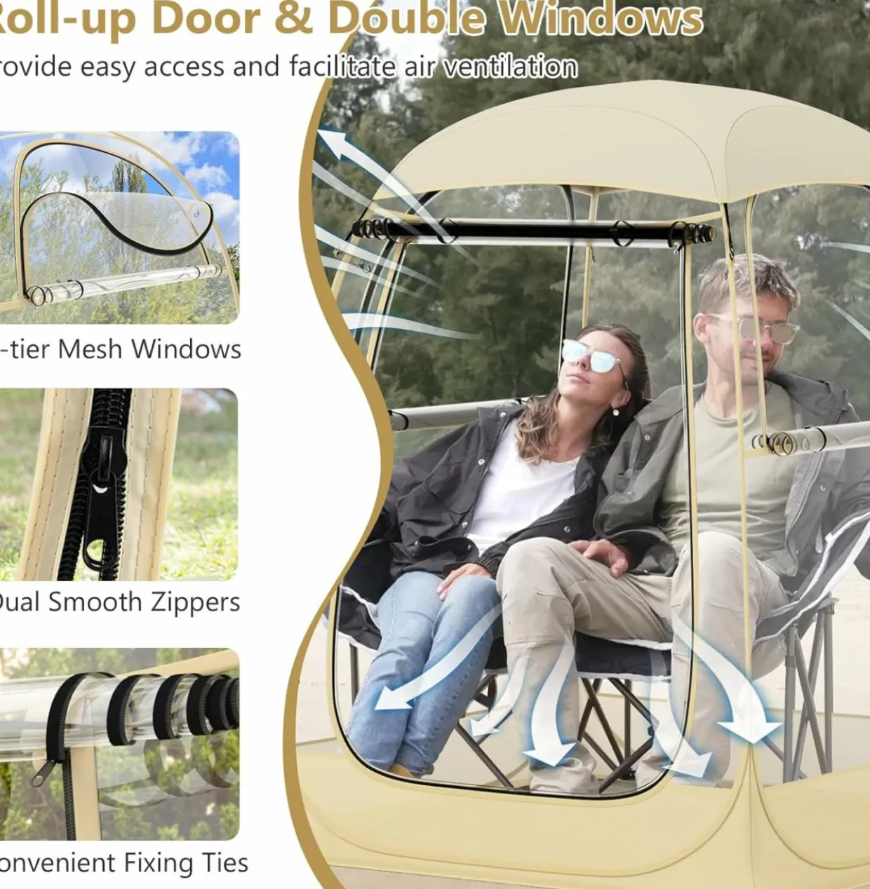 Tangkula All Weather Sports Tent for 1-2 People, Pop Up Instant Tent with Waterproof Tarp Floor