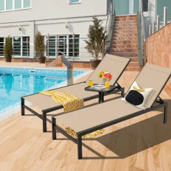 Tangkula Aluminum Patio Chaise Lounge, Outdoor Adjustable Lounge Chair with 6-Position Backrest