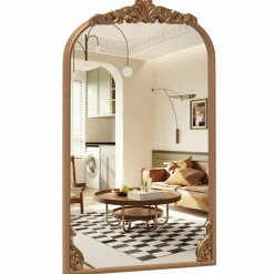 Tangkula Antiqued Gold Wall Mirror(30"L x 20"W)