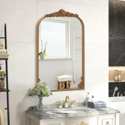 Tangkula Antiqued Gold Wall Mirror(30"L x 20"W)