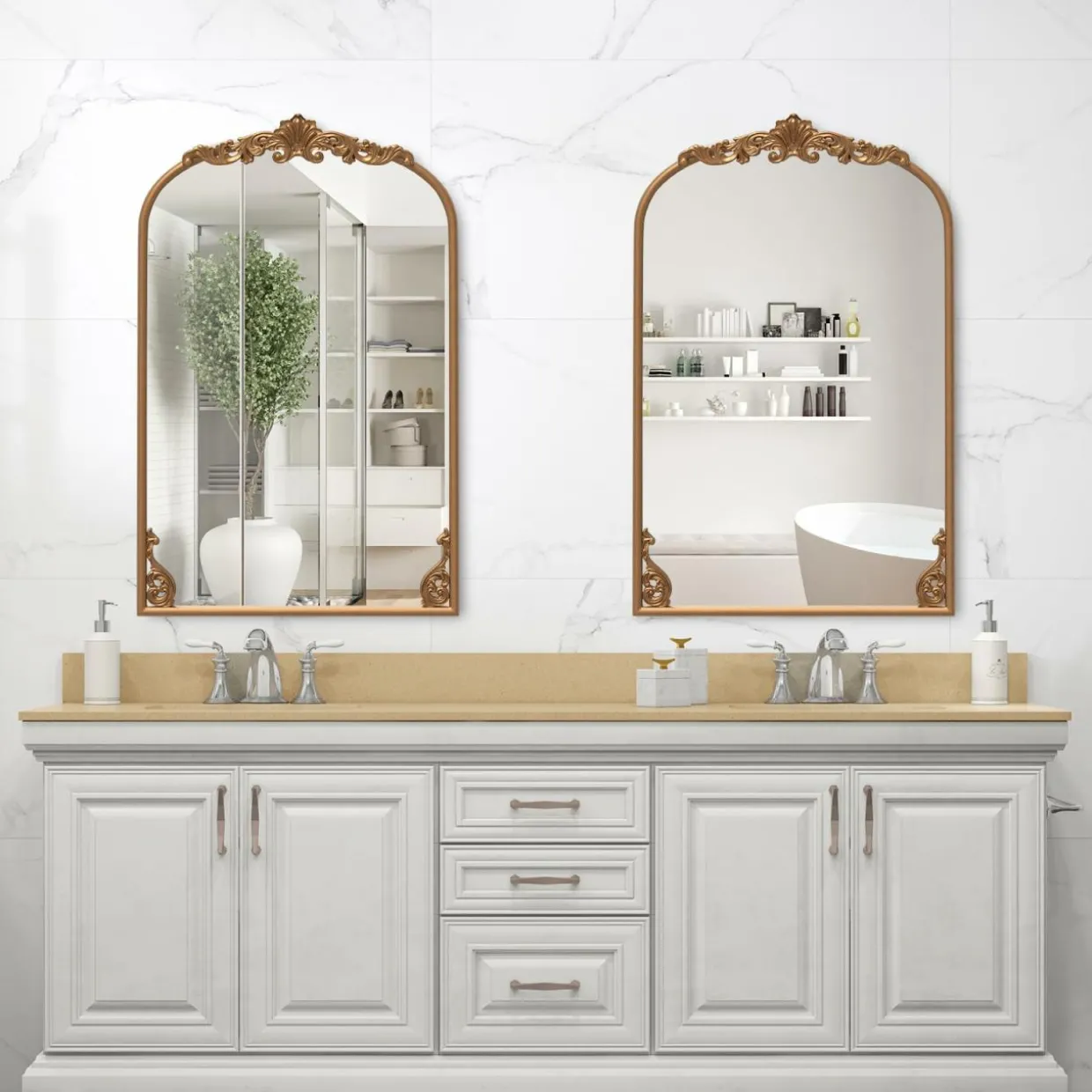Tangkula Antiqued Gold Wall Mirror(38"L x 26"W)