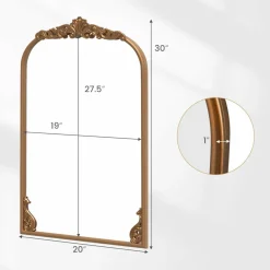 Tangkula Antiqued Gold Wall Mirror(30