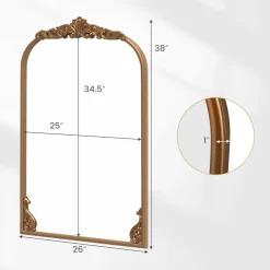 Tangkula Antiqued Gold Wall Mirror(38