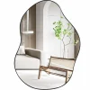 Tangkula Asymmetrical Wall Mirror, Large Irregular Shaped Stylish Wall Mounted Mirror with Premium Back Board