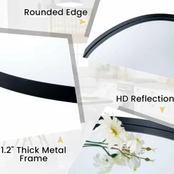 Tangkula Asymmetrical Wall Mirror, Large Irregular Shaped Stylish Wall Mounted Mirror with Premium Back Board