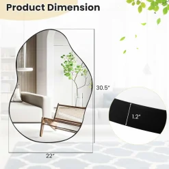 Tangkula Asymmetrical Wall Mirror, Large Irregular Shaped Stylish Wall Mounted Mirror with Premium Back Board