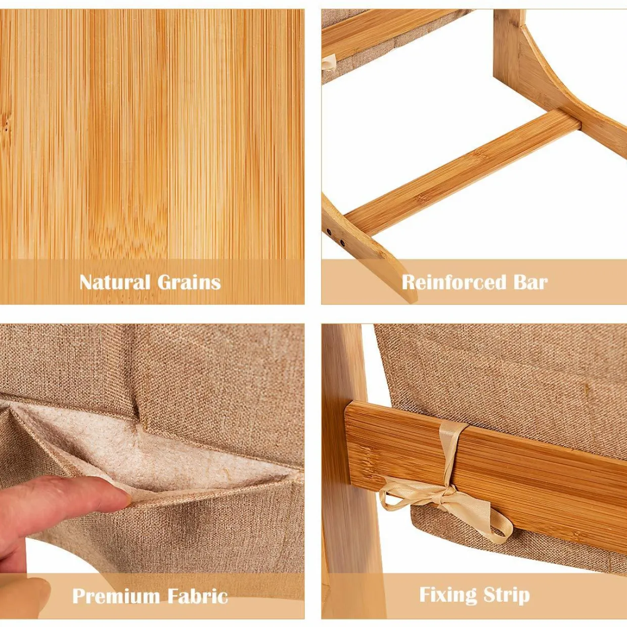 Tangkula Bamboo TV Tray Table for Living Room, Sofa Side Table