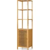 Tangkula Bathroom Cabinet, 65 Inch Tall Slim Bathroom Storage Cabinet with Shutter Door and 3 Open Shelves