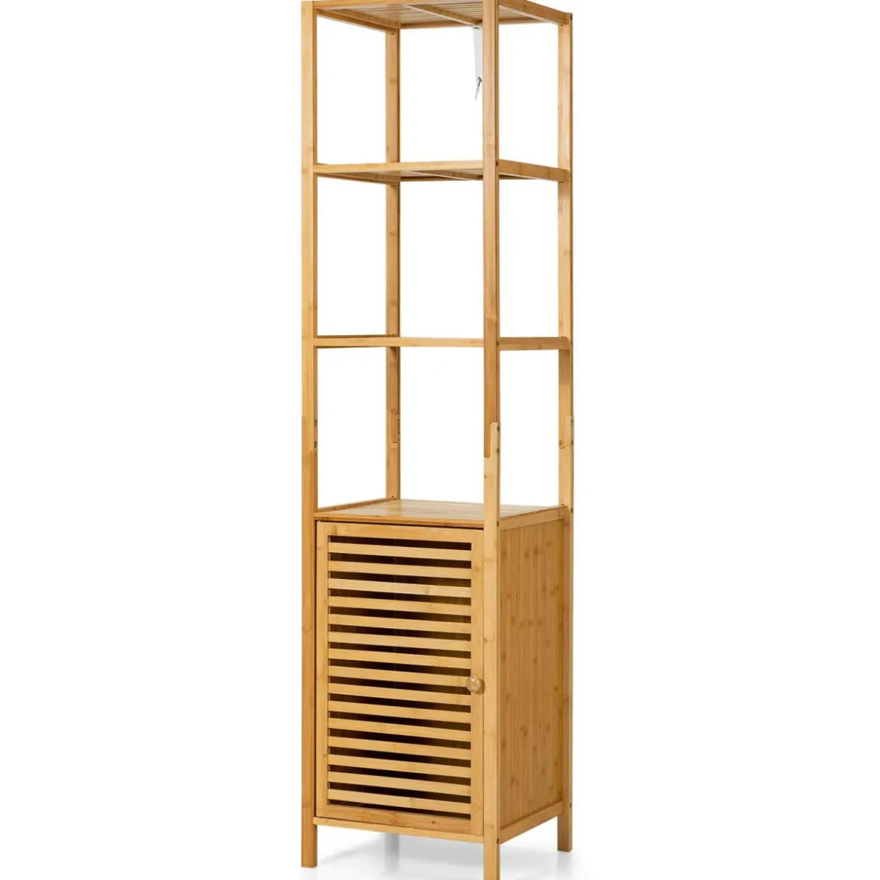 Tangkula Bathroom Cabinet, 65 Inch Tall Slim Bathroom Storage Cabinet with Shutter Door and 3 Open Shelves