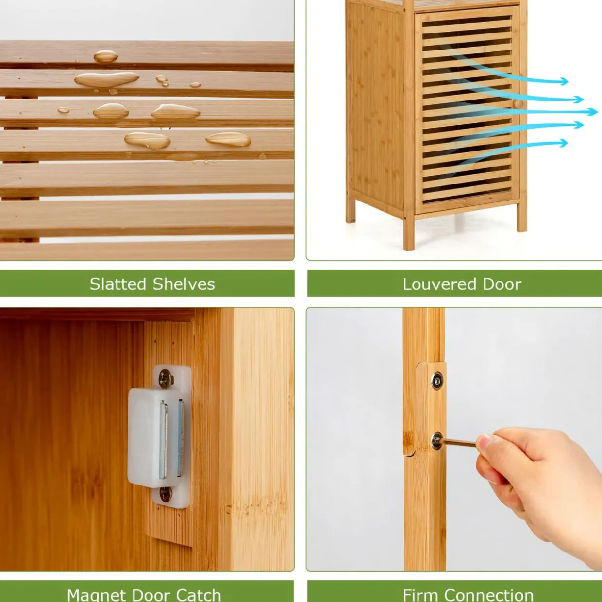 Tangkula Bathroom Cabinet, 65 Inch Tall Slim Bathroom Storage Cabinet with Shutter Door and 3 Open Shelves