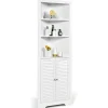 Tangkula Bathroom Corner Storage Cabinet, Free Standing Tall Collection Cabinet with 3 Open Shelves